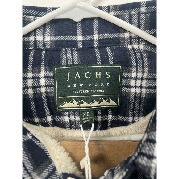 Jachs New‎ York Men's Navy Plaid Sherpa Lined Brushed Flannel Shirt Jacket XL - Picture 6 of 12